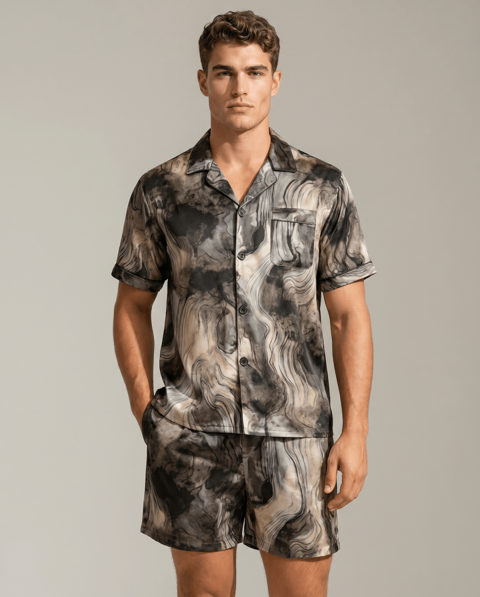 Conjunto de pijama estampado de manga corta para hombre-Sets for women-Casaluzia