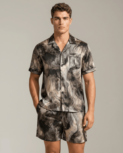 Conjunto de pijama estampado de manga corta para hombre-Sets for women-Casaluzia