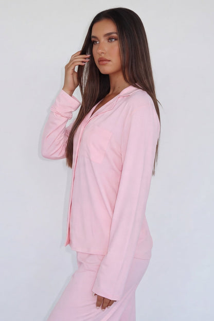 Conjunto de pijama para mujer con botones y cuello con solapas-Sets for women-Casaluzia