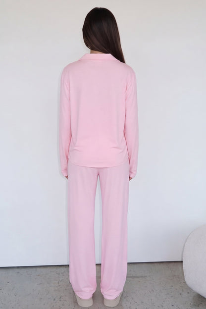Conjunto de pijama para mujer con botones y cuello con solapas-Sets for women-Casaluzia
