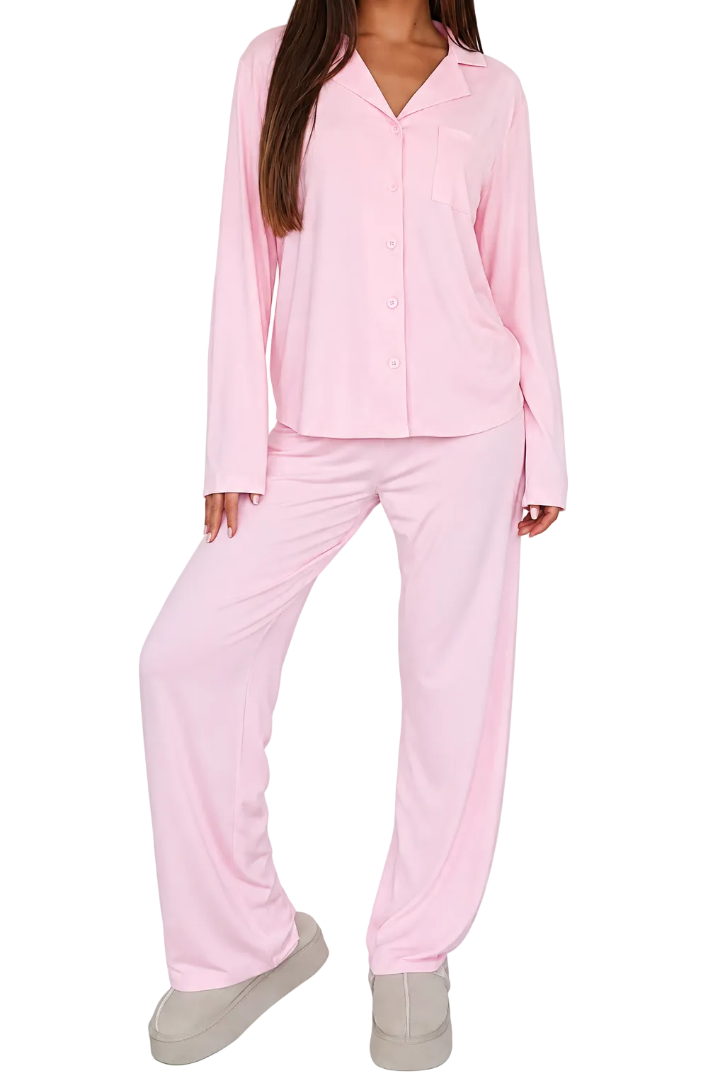 Conjunto de pijama para mujer con botones y cuello con solapas-Sets for women-Casaluzia