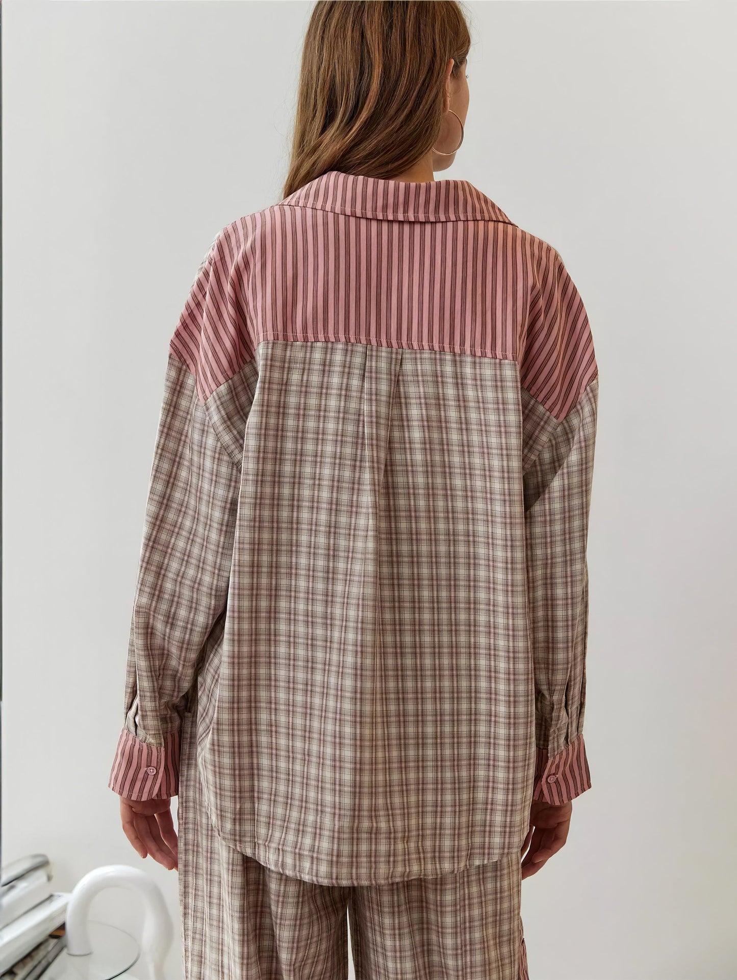 Conjunto de Pijama para Mujer con Camisa Abotonada y Pantalones con Cintura Elástica-Sets for women-Casaluzia