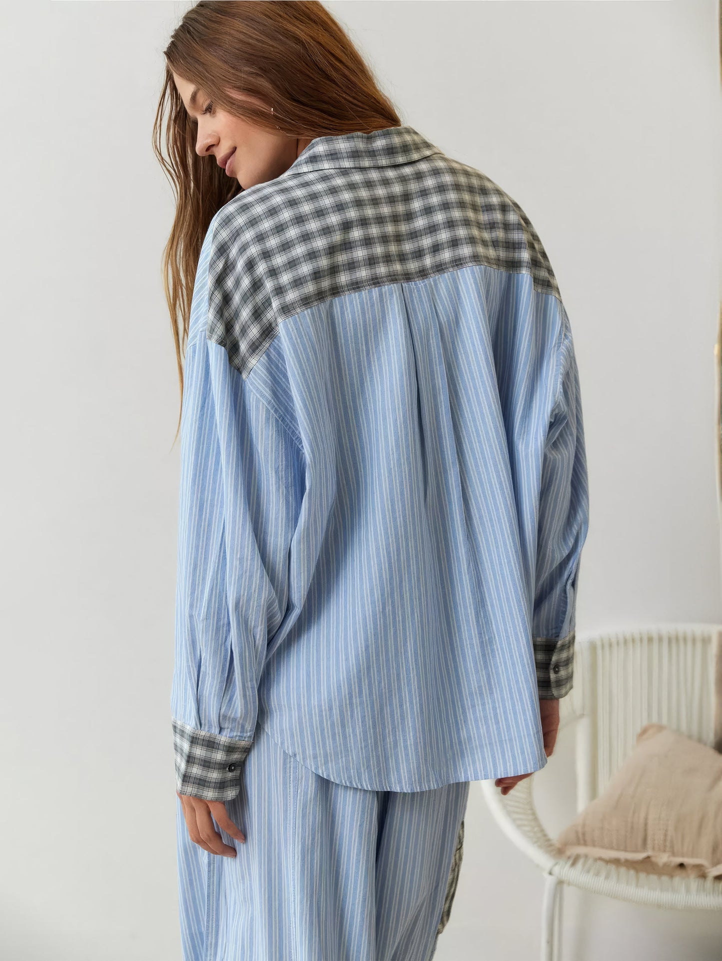 Conjunto de Pijama para Mujer con Camisa Abotonada y Pantalones con Cintura Elástica-Sets for women-Casaluzia