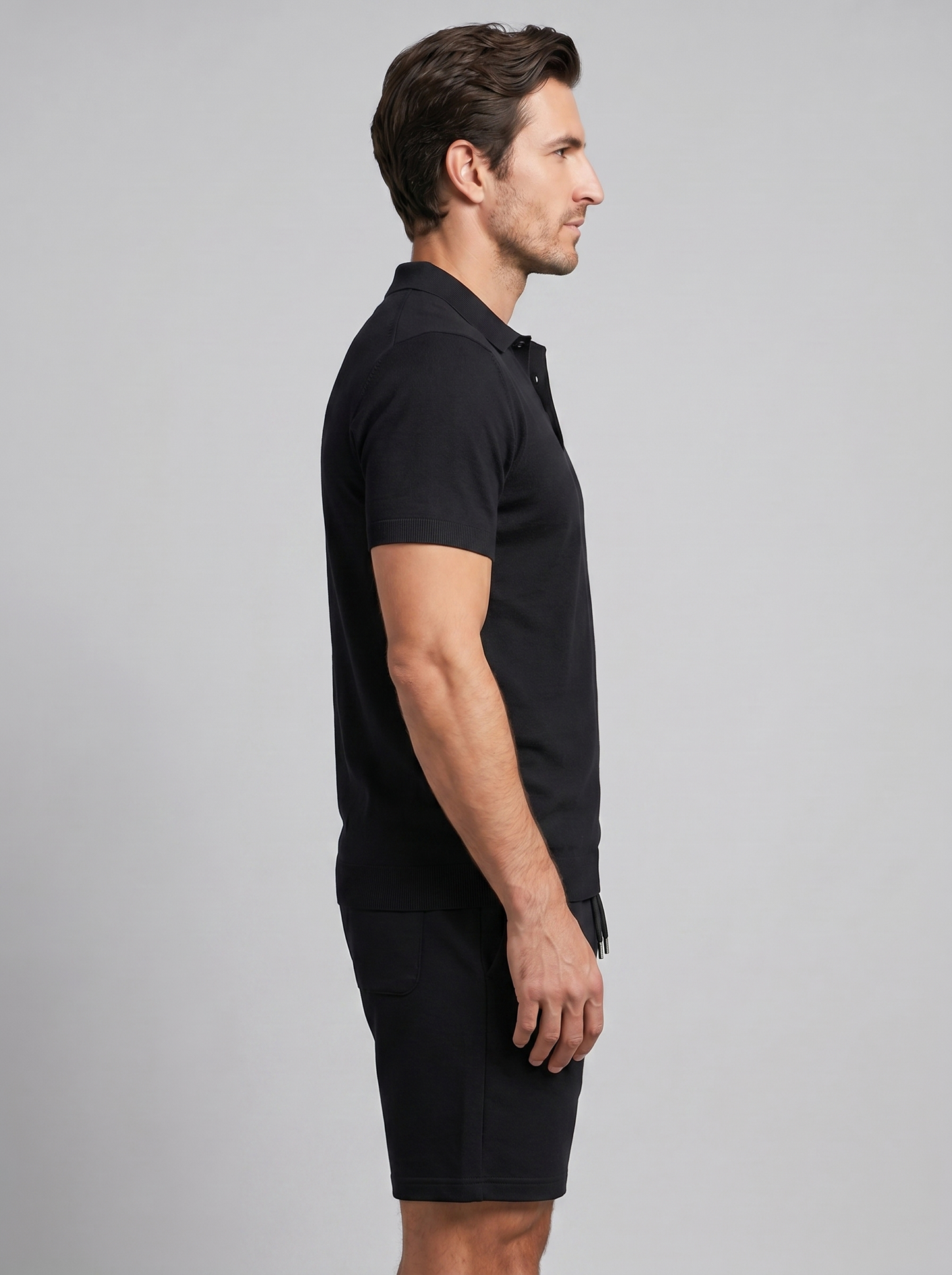 Conjunto de polo y pantalones cortos texturizados para hombre-Sets for Men-Casaluzia