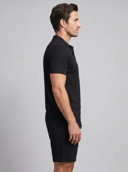 Conjunto de polo y pantalones cortos texturizados para hombre-Sets for Men-Casaluzia