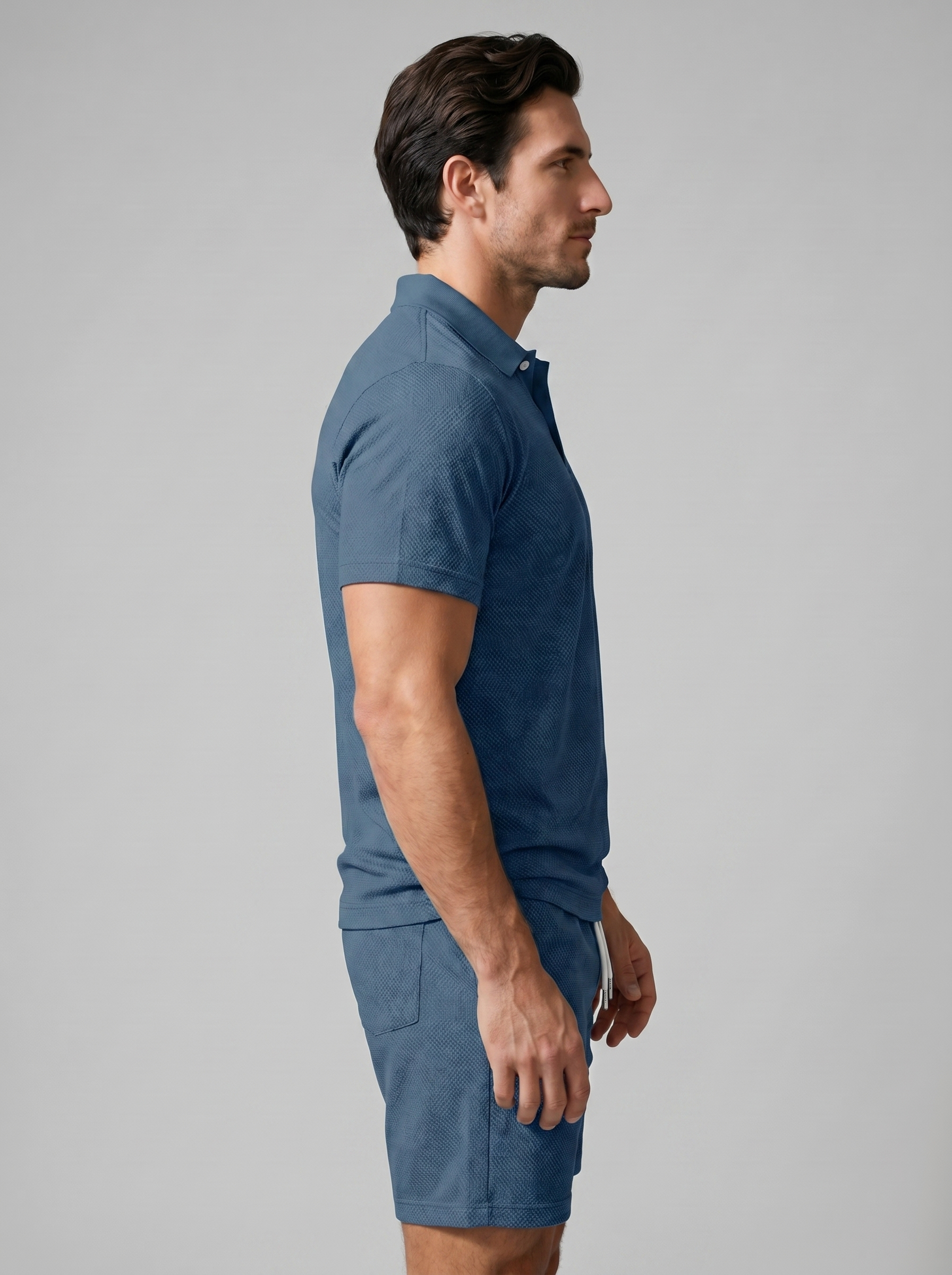 Conjunto de polo y pantalones cortos texturizados para hombre-Sets for Men-Casaluzia