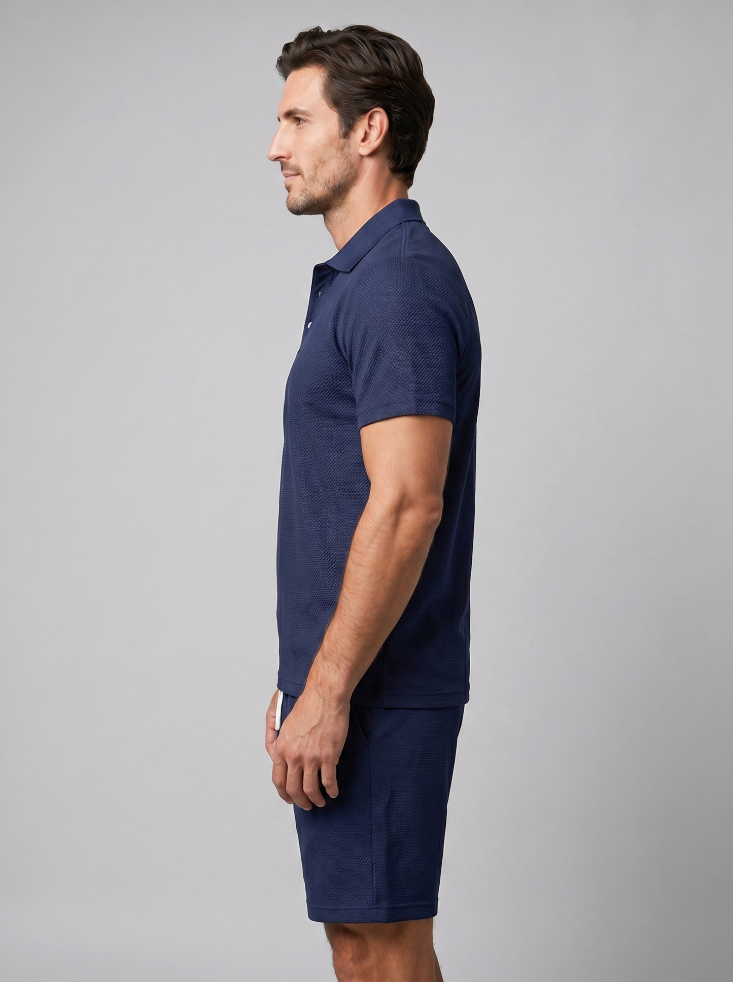 Conjunto de polo y pantalones cortos texturizados para hombre-Sets for Men-Casaluzia