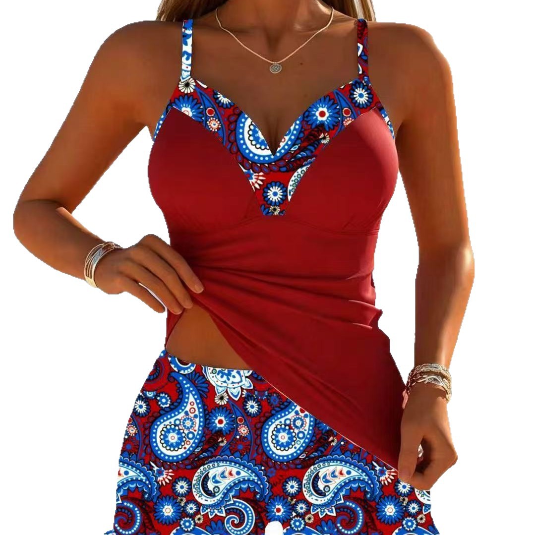 Conjunto de tankini para mujer con estampado de cachemira-Sets for women-Casaluzia