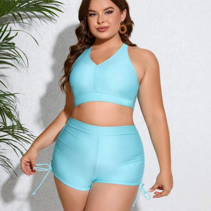 Conjunto de tankini para mujer con shorts de cordón-Swimwear for Women-Casaluzia