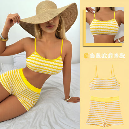Conjunto de Top Corto a Rayas y Pantalones Cortos para Mujer-Sets for women-Casaluzia