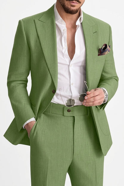 Conjunto de traje de lino de dos piezas para hombre-Sets for Men-Casaluzia