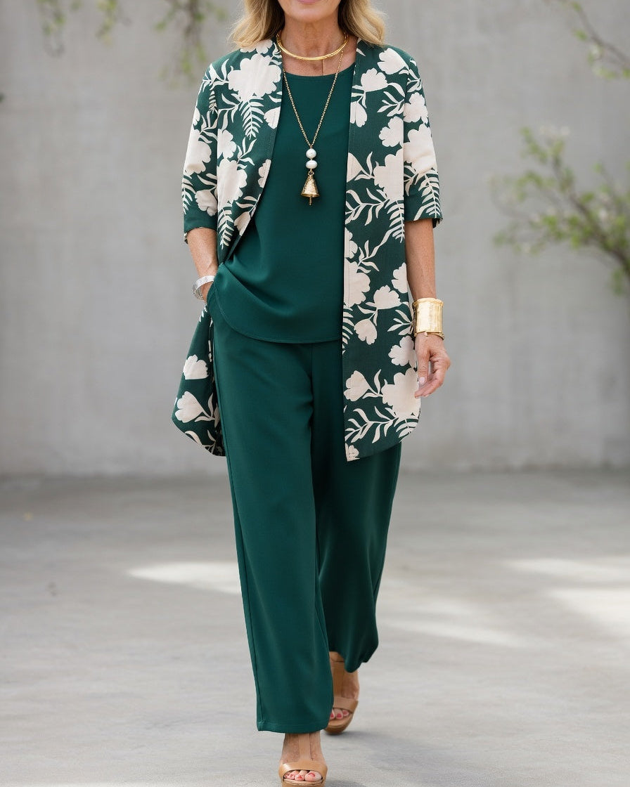Conjunto de tres piezas con estampado floral para mujer-Sets for women-Casaluzia