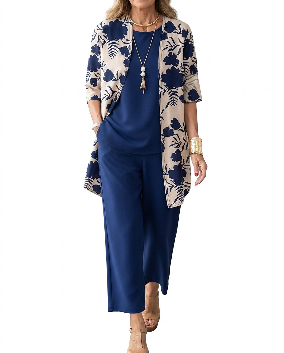 Conjunto de tres piezas con estampado floral para mujer-Sets for women-Casaluzia