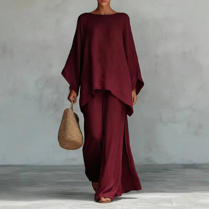 Conjunto de túnica de manga larga y pantalón de pierna ancha para mujer-Sets for women-Casaluzia