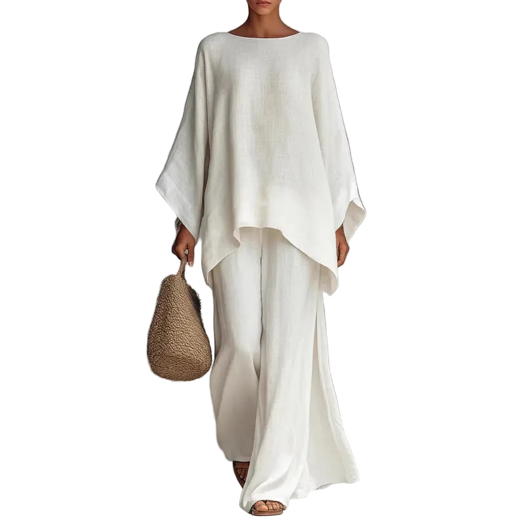 Conjunto de túnica de manga larga y pantalón de pierna ancha para mujer-Sets for women-Casaluzia