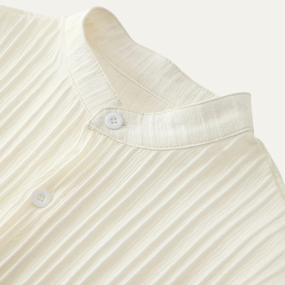 Conjunto hombre con camisa de manga corta con cuello alto y botones y pantalón con cintura elástica-Sets for Men-Casaluzia