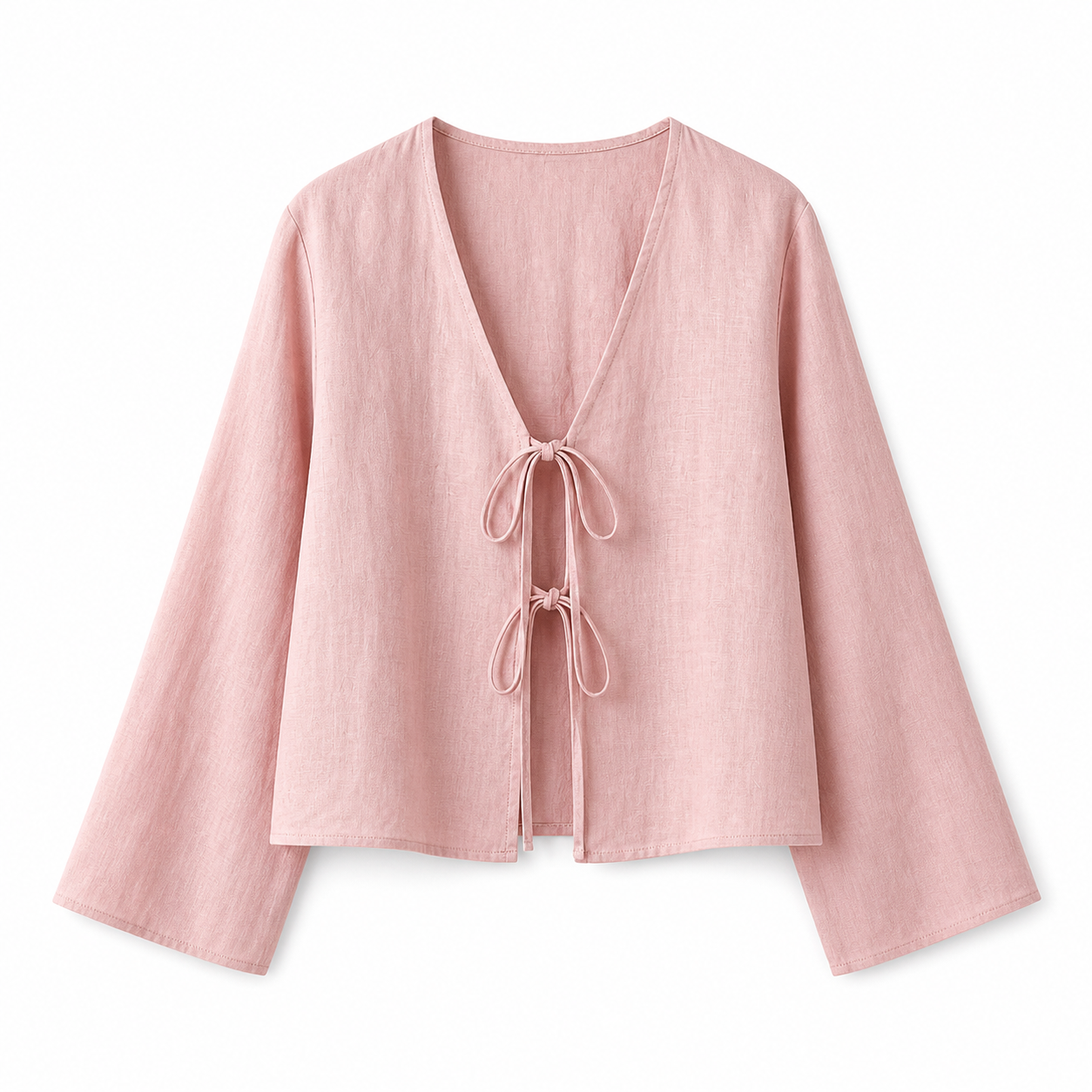 Crop top de mujer con manga larga y cierre de lazo frontal-Tops for women-Casaluzia