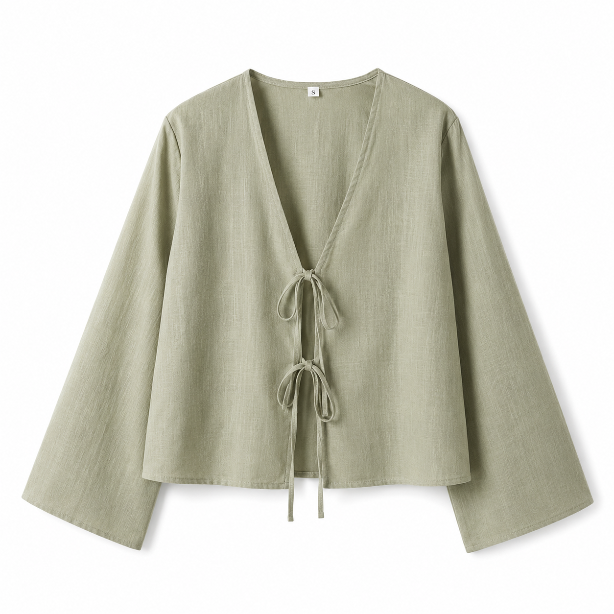 Crop top de mujer con manga larga y cierre de lazo frontal-Tops for women-Casaluzia