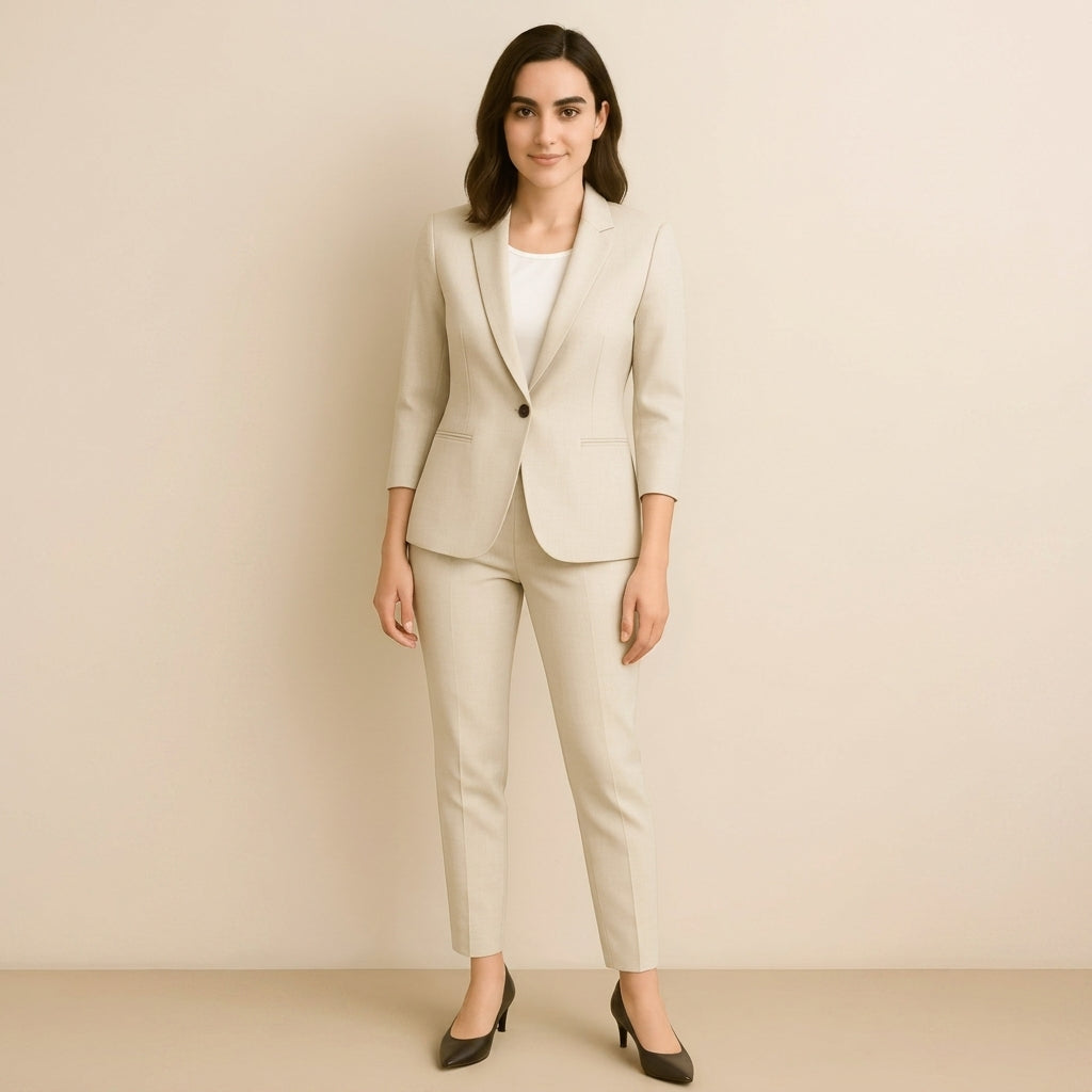 De mujer conjunto de chaqueta con solapas de muesca y pantalón recto-Sets for women-Casaluzia