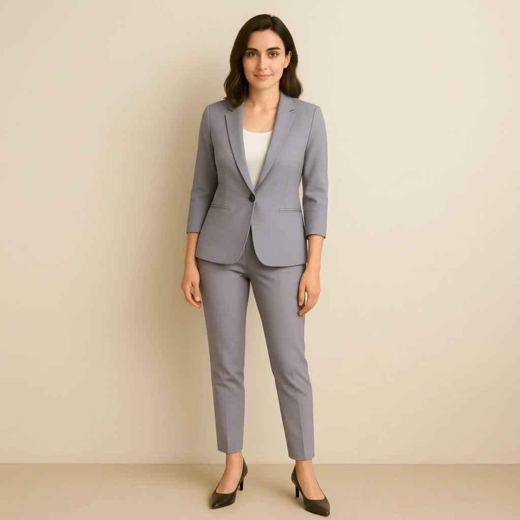 De mujer conjunto de chaqueta con solapas de muesca y pantalón recto-Sets for women-Casaluzia