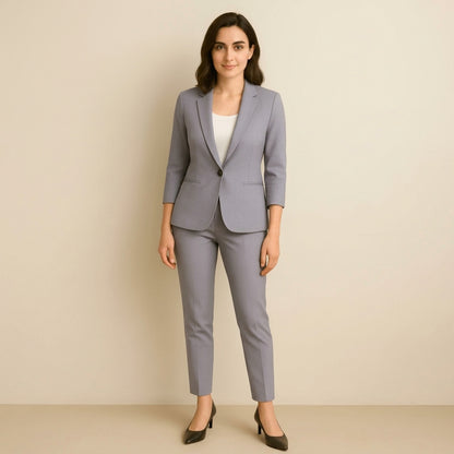 De mujer conjunto de chaqueta con solapas de muesca y pantalón recto-Sets for women-Casaluzia
