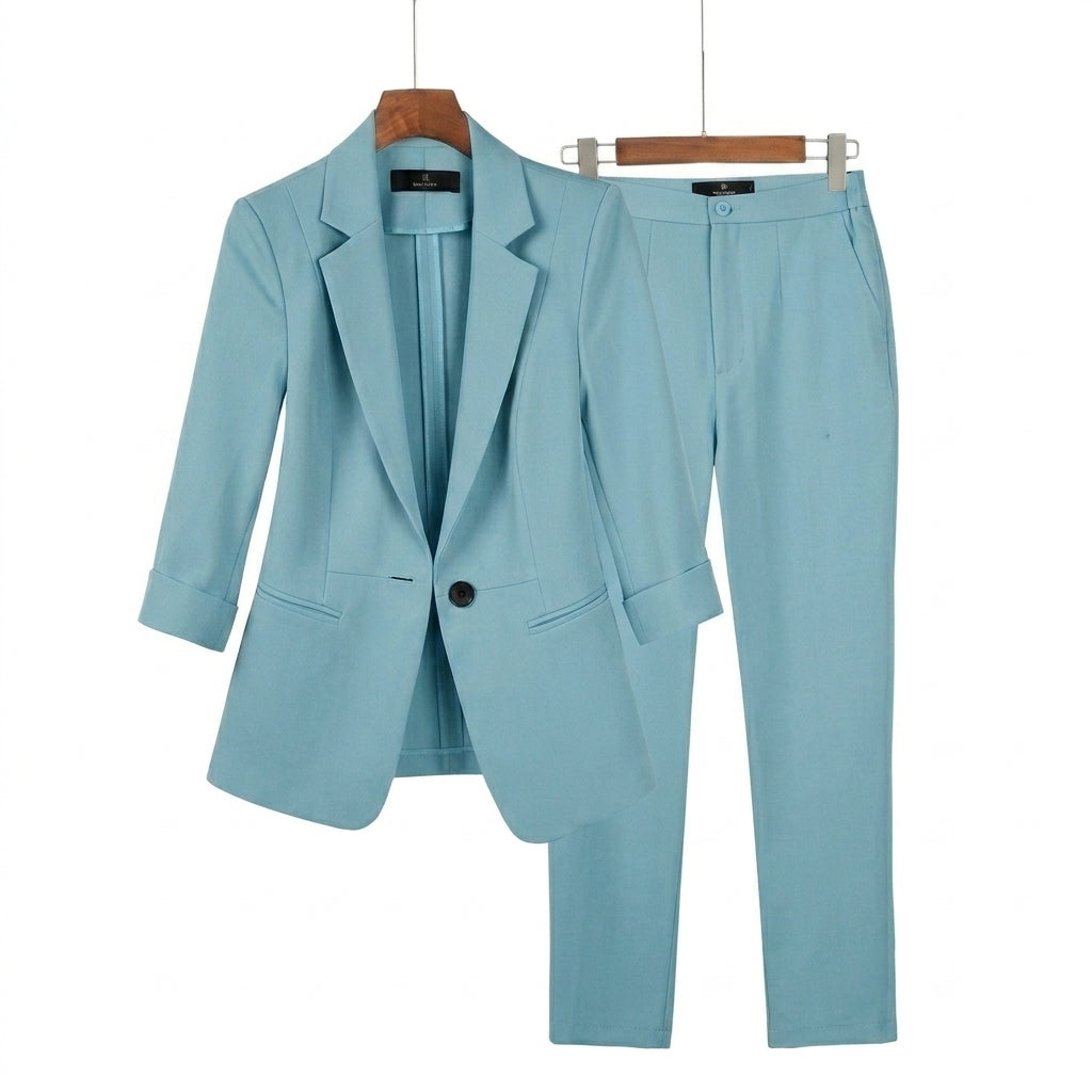 De mujer conjunto de chaqueta con solapas de muesca y pantalón recto-Sets for women-Casaluzia