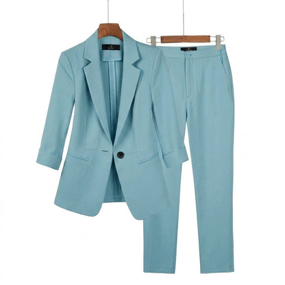 De mujer conjunto de chaqueta con solapas de muesca y pantalón recto-Sets for women-Casaluzia