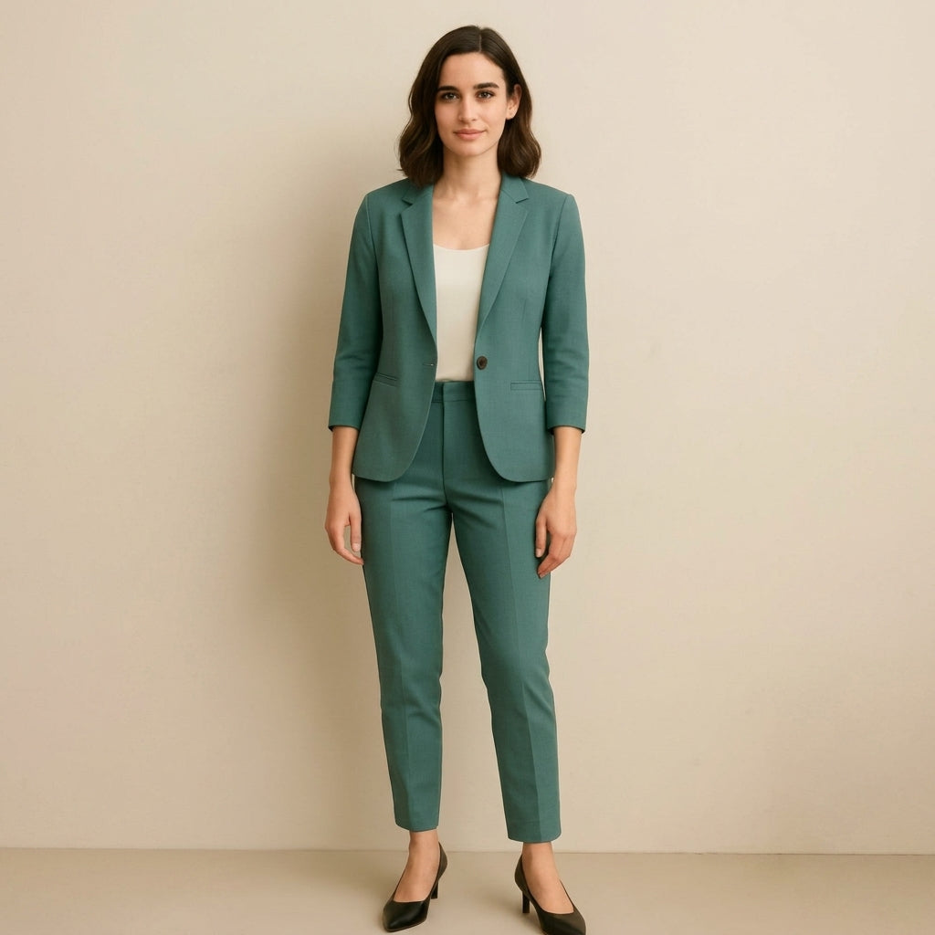 De mujer conjunto de chaqueta con solapas de muesca y pantalón recto-Sets for women-Casaluzia