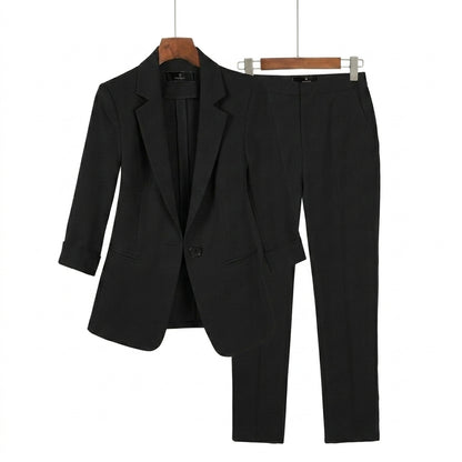 De mujer conjunto de chaqueta con solapas de muesca y pantalón recto-Sets for women-Casaluzia