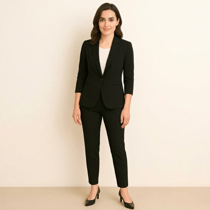 De mujer conjunto de chaqueta con solapas de muesca y pantalón recto-Sets for women-Casaluzia