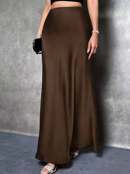 Falda de satén de talle alto-Skirt for women-Casaluzia