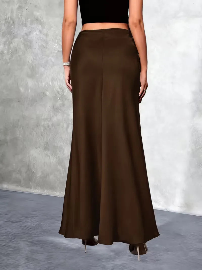 Falda de satén de talle alto-Skirt for women-Casaluzia