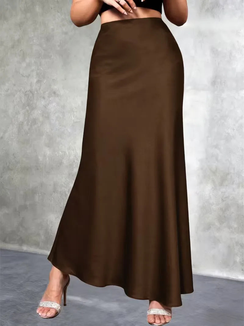 Falda de satén de talle alto-Skirt for women-Casaluzia