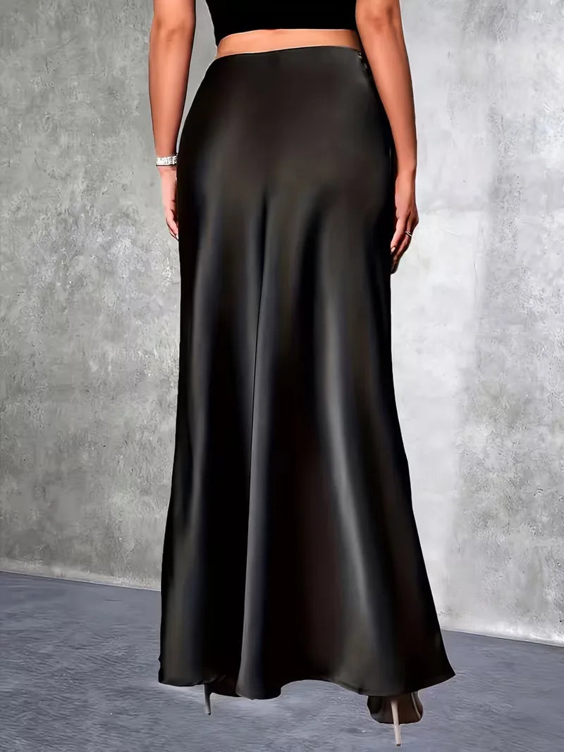 Falda de satén de talle alto-Skirt for women-Casaluzia