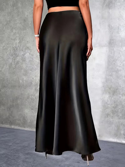Falda de satén de talle alto-Skirt for women-Casaluzia