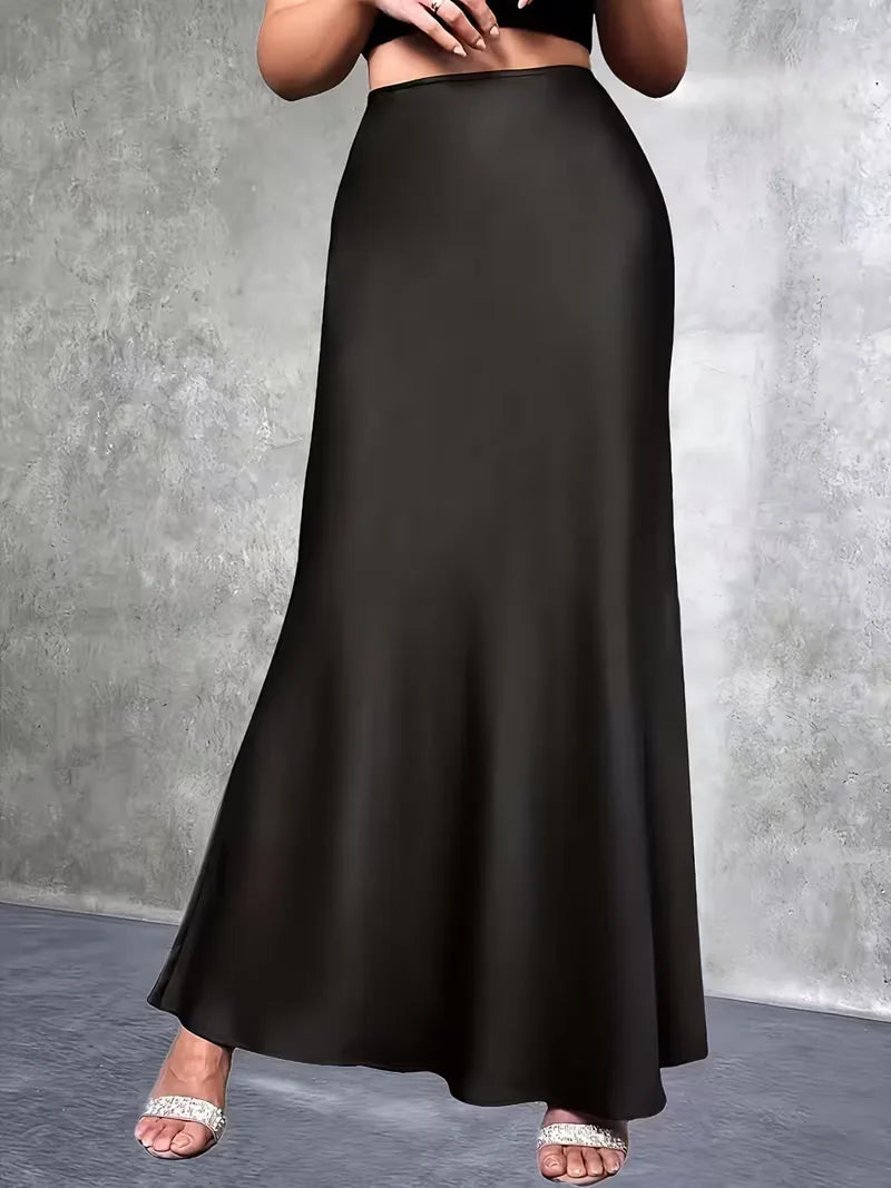 Falda de satén de talle alto-Skirt for women-Casaluzia