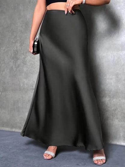 Falda de satén de talle alto-Skirt for women-Casaluzia