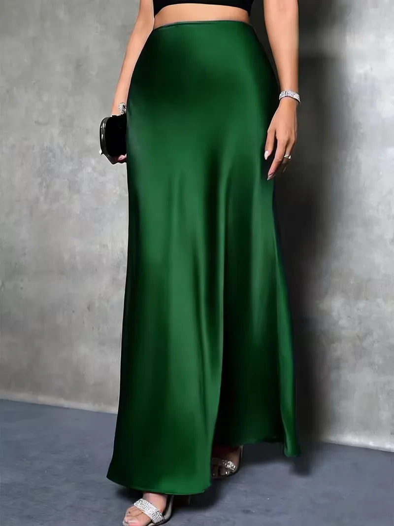 Falda de satén de talle alto-Skirt for women-Casaluzia