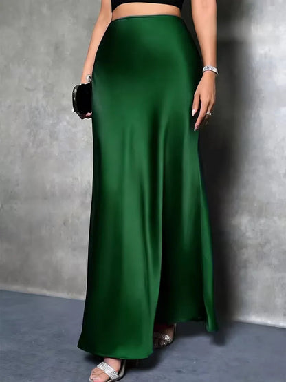 Falda de satén de talle alto-Skirt for women-Casaluzia