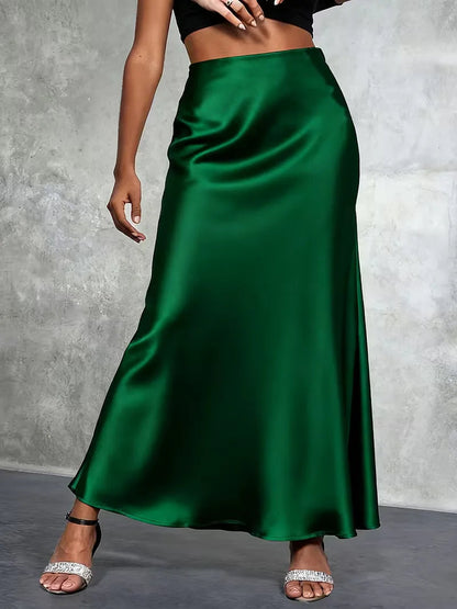 Falda de satén de talle alto-Skirt for women-Casaluzia