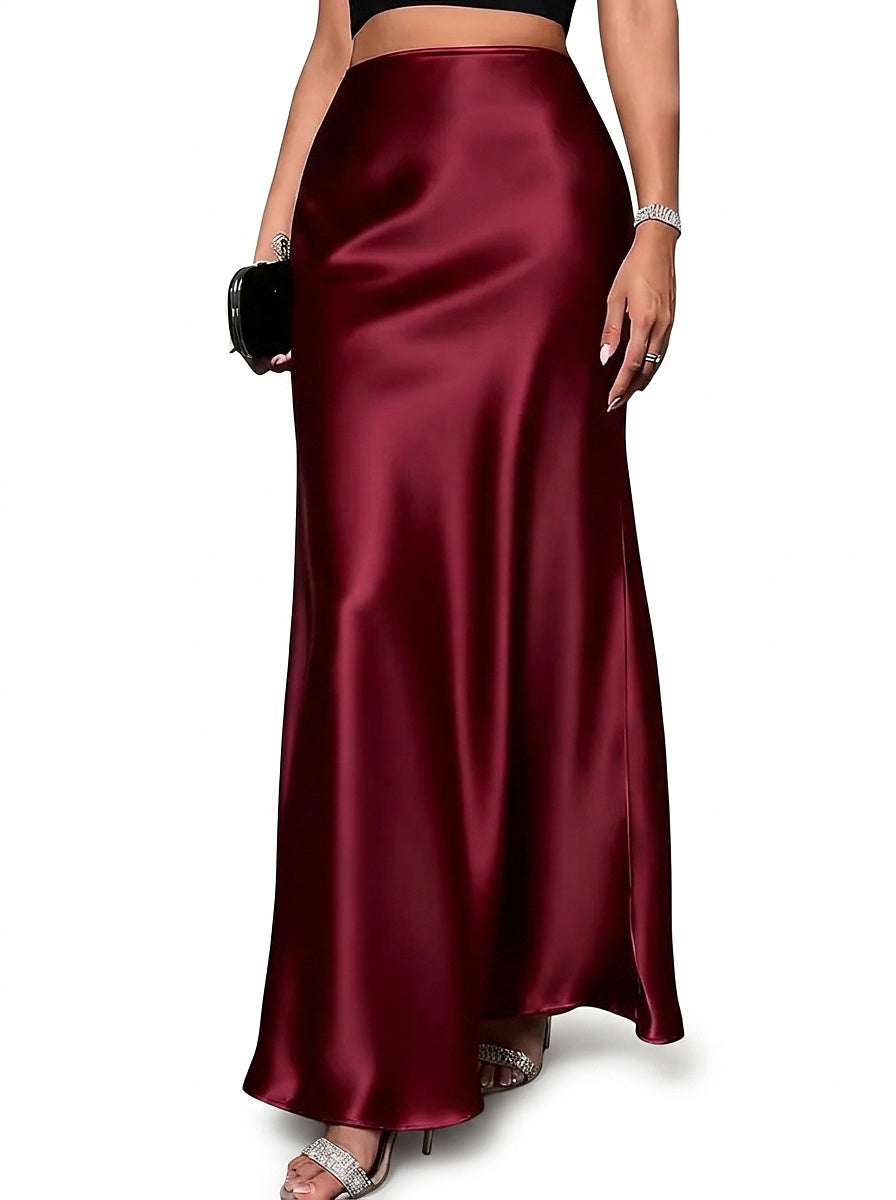 Falda de satén de talle alto-Skirt for women-Casaluzia
