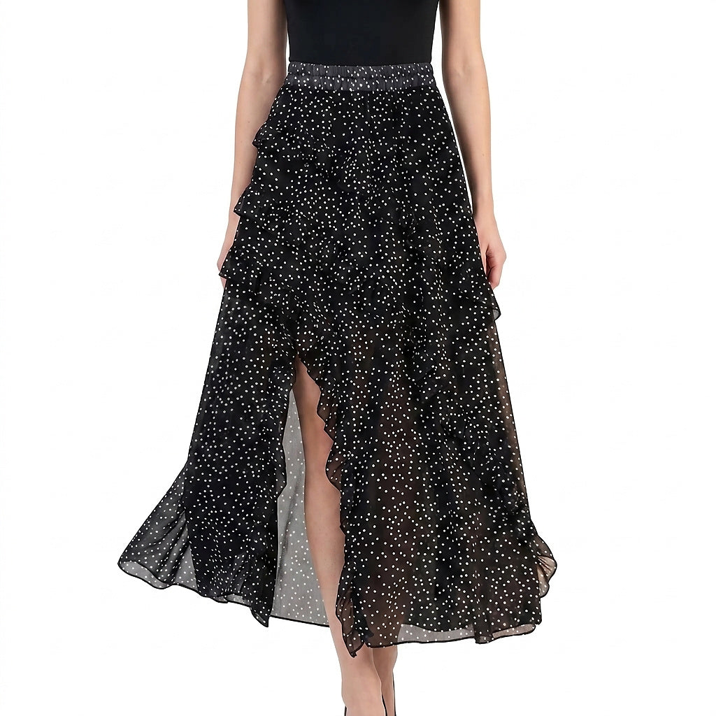 Falda larga con volantes y estampado de lunares para mujer-Skirt for women-Casaluzia