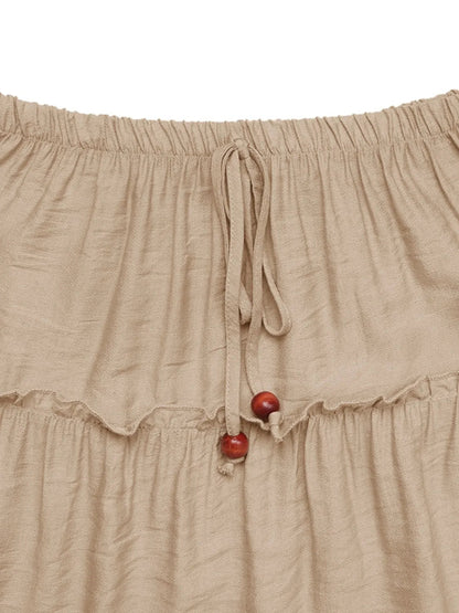 Falda larga de capas con cordón para mujer-Maxi Skirt-Casaluzia