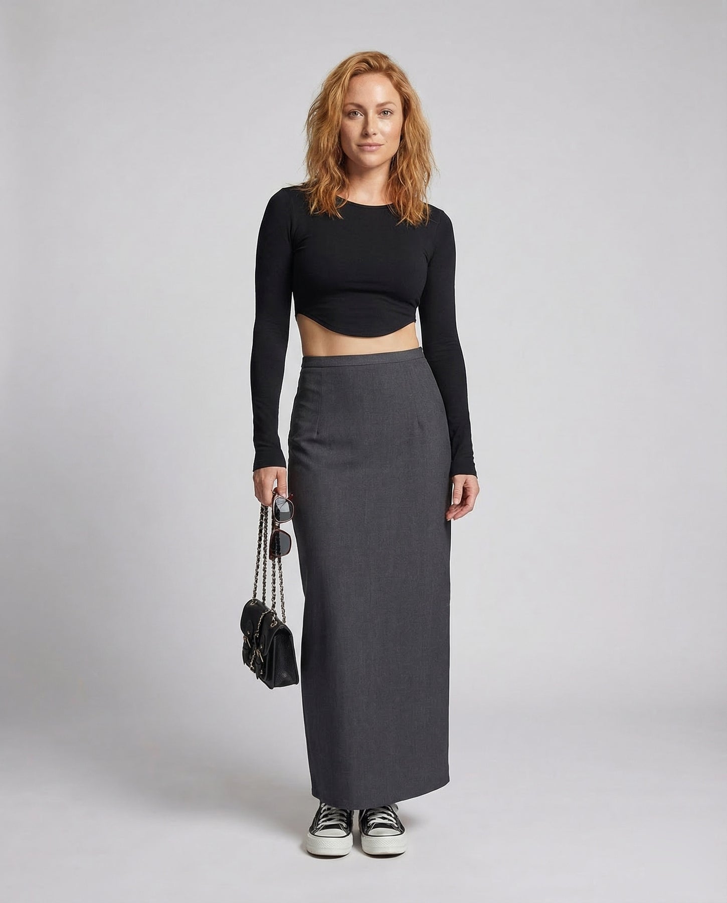 Falda larga para mujer con cintura alta y silueta recta-Skirt for women-Casaluzia