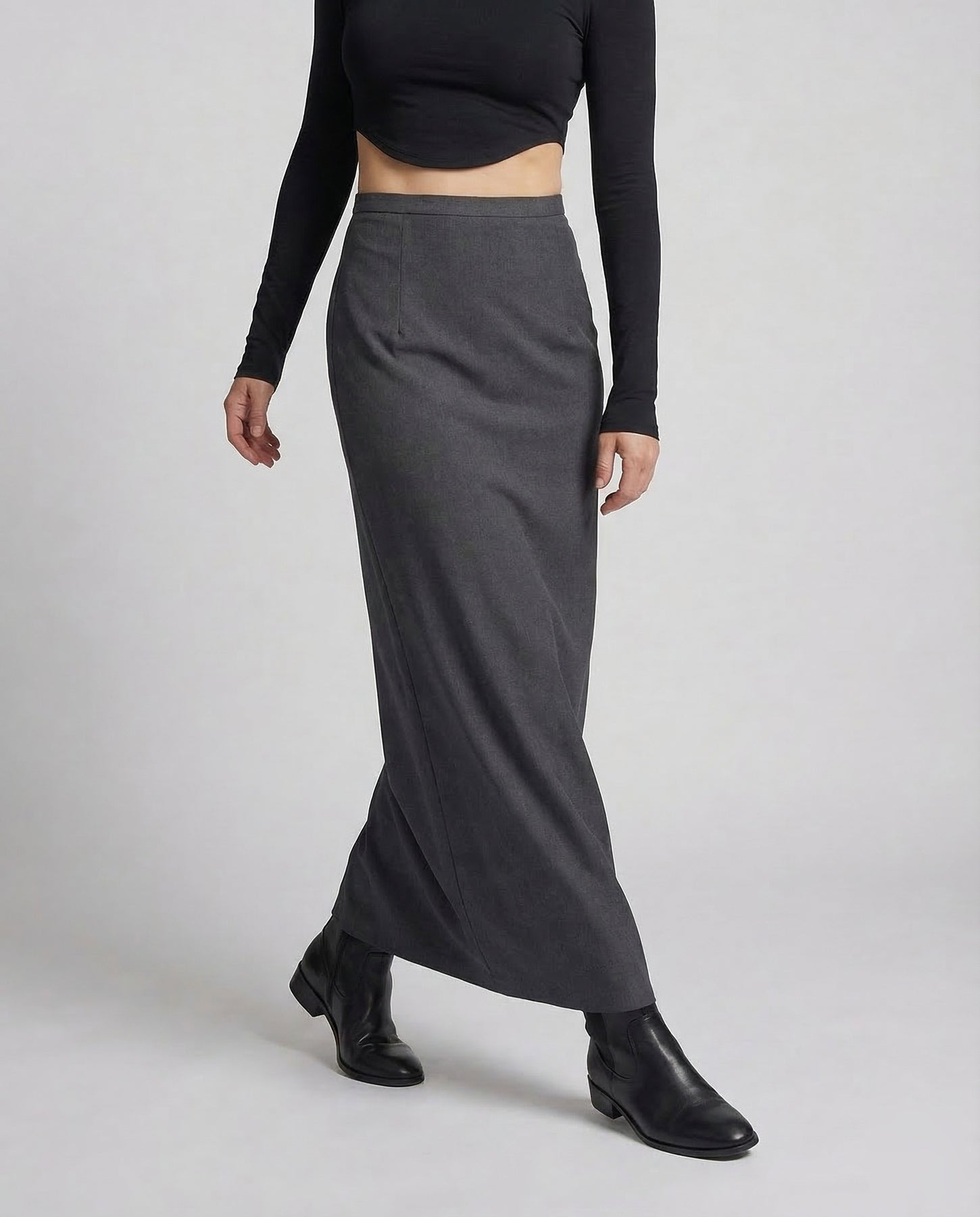 Falda larga para mujer con cintura alta y silueta recta-Skirt for women-Casaluzia