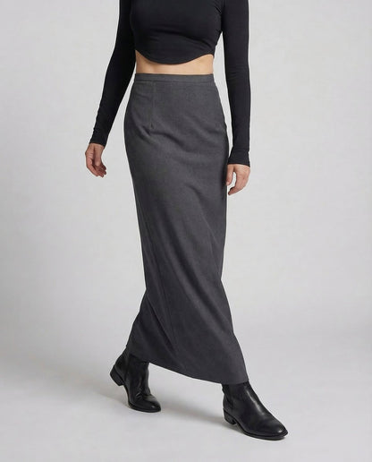 Falda larga para mujer con cintura alta y silueta recta-Skirt for women-Casaluzia