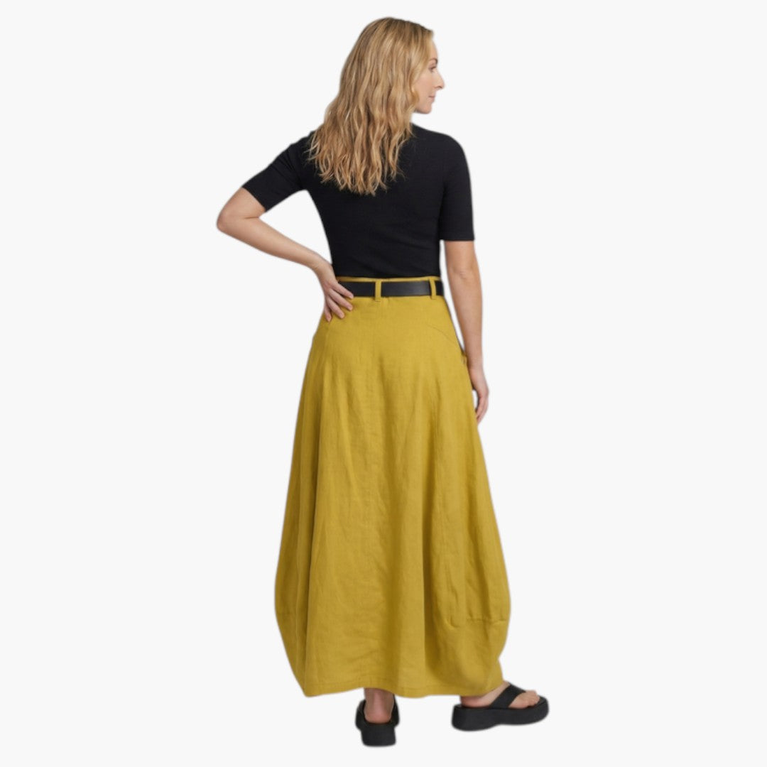 Falda maxi de mujer de tiro alto con trabillas y bolsillos laterales-Skirt for women-Casaluzia