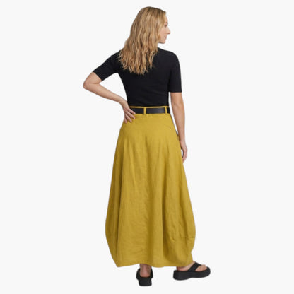 Falda maxi de mujer de tiro alto con trabillas y bolsillos laterales-Skirt for women-Casaluzia