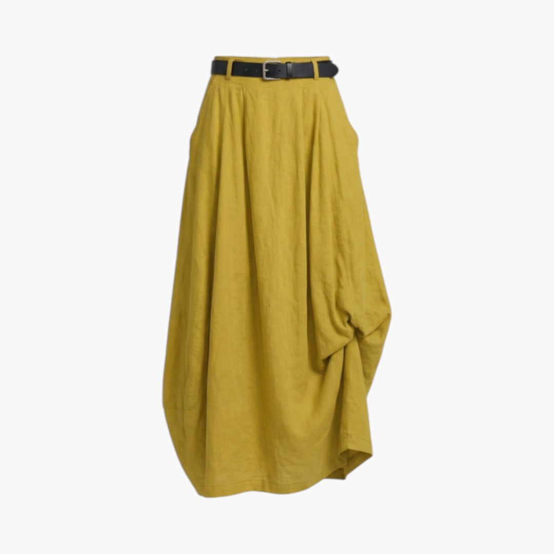 Falda maxi de mujer de tiro alto con trabillas y bolsillos laterales-Skirt for women-Casaluzia