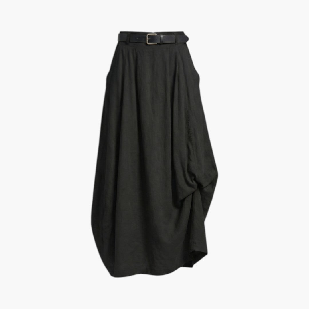 Falda maxi de mujer de tiro alto con trabillas y bolsillos laterales-Skirt for women-Casaluzia